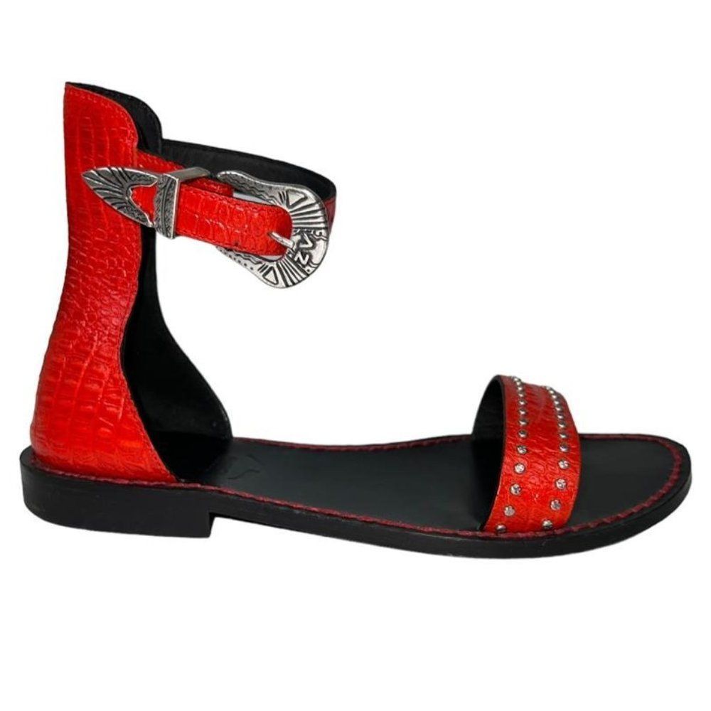 Zadig & Voltaire Red Sandals with Silver Accents - Picture 2 of 11